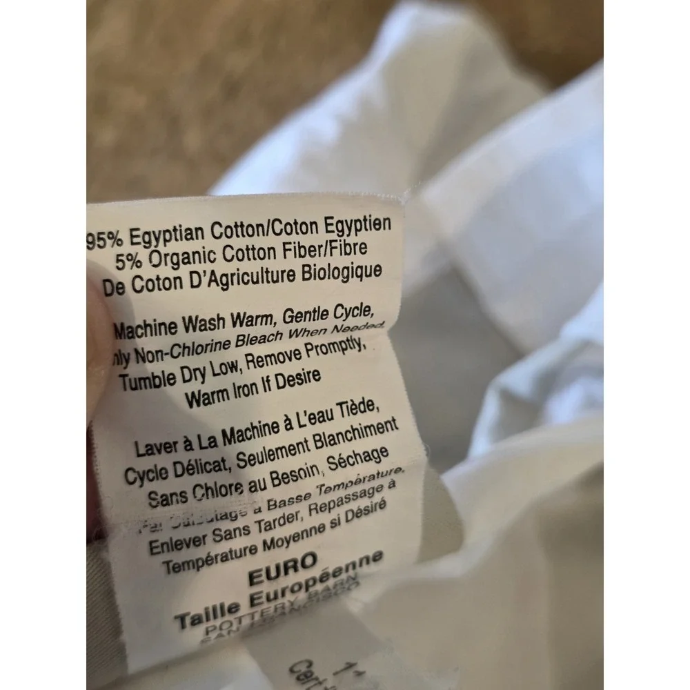 Pottery Barn Euro Sham Cover Egyptian Cotton Tan‎ White Stripe
